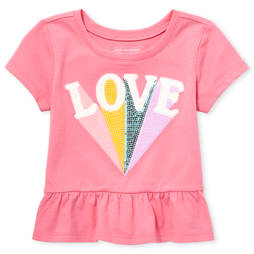 

s Baby And Toddler Embellished Peplum Top - Pink - The Children's Place