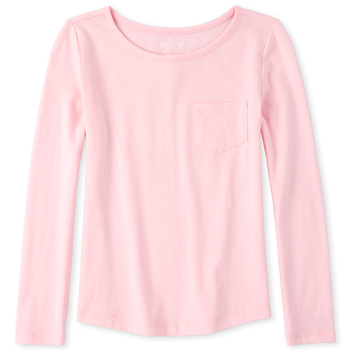 

Girls Pocket Basic Layering Tee - Pink T-Shirt - The Children's Place