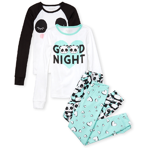 

s Panda Snug Fit Cotton 4-Piece Pajamas - White - The Children's Place
