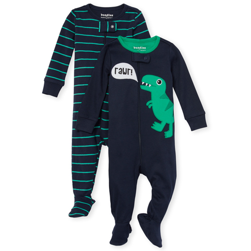 

s Baby And Toddler Boys Dino Snug Fit Cotton One Piece Pajamas 2-Pack - Blue - The Children's Place