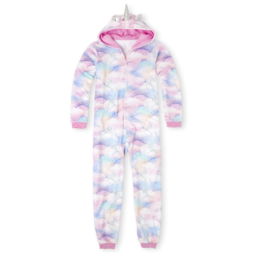 

s Womens Mommy And Me Unicorn Rainbow Matching Fleece One Piece Pajamas - Pink - The Children's Place
