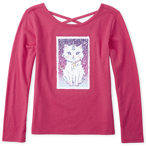 

Girls Flip Sequin Cross Back Top - Pink - The Children's Place