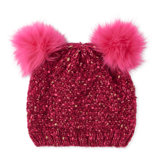 

Girls Marled Pom Pom Beanie - Pink Hat - The Children's Place
