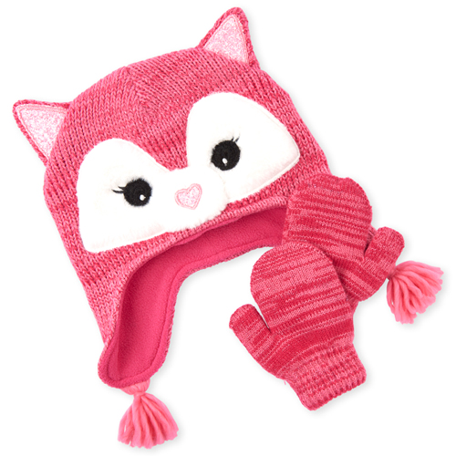 Toddler Girls Fox Hat And Mittens Set
