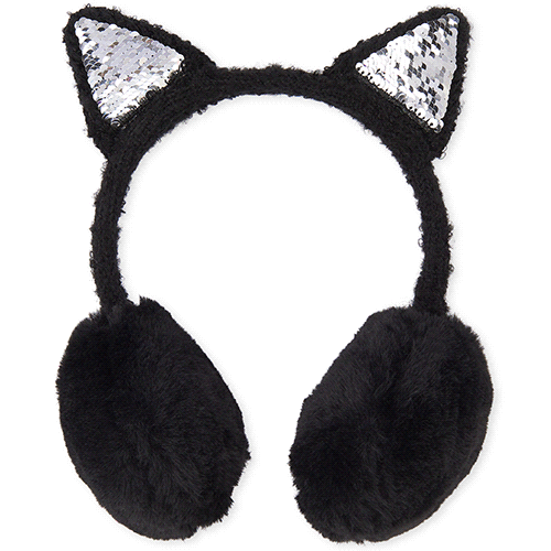 

Girls Flip Sequin Cat Ear Muffs - Black - The Children's Place