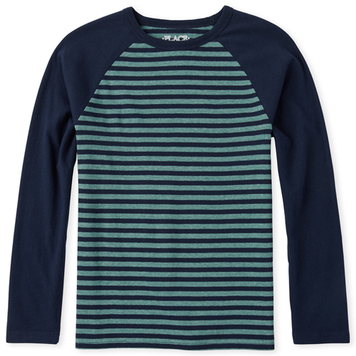 

s Boys Long Raglan Sleeve Striped Top - Green - The Children's Place