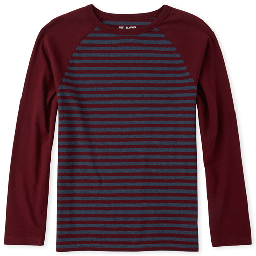 

s Boys Long Raglan Sleeve Striped Top - Red - The Children's Place