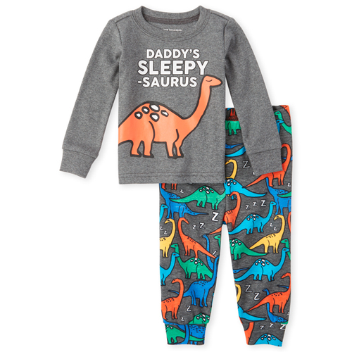 

s Baby And Toddler Boys Dino Snug Fit Cotton Pajamas - Gray - The Children's Place