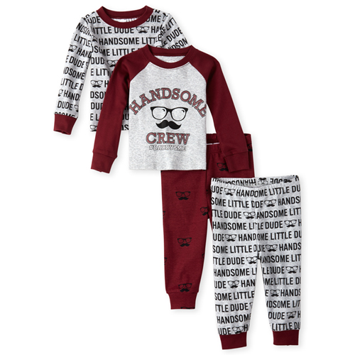 

s Baby And Toddler Boys Handsome Snug Fit Cotton 4-Piece Pajamas - Gray - The Children's Place