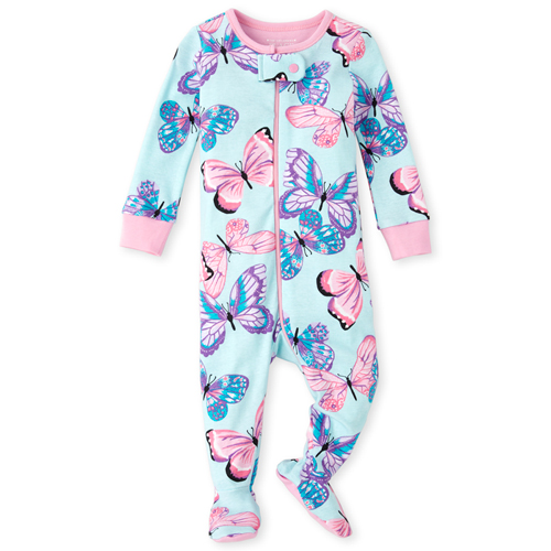 

s Baby And Toddler Butterfly Snug Fit Cotton One Piece Pajamas - Blue - The Children's Place