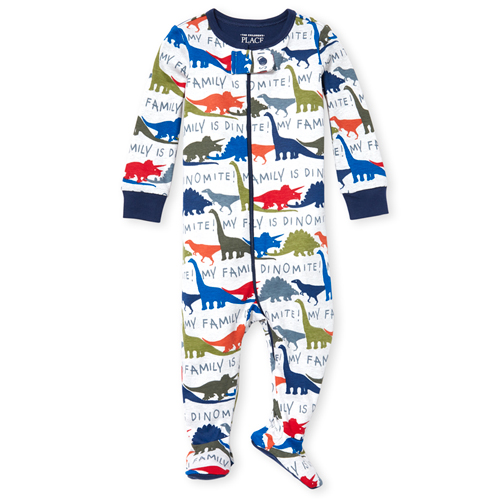 

s Baby And Toddler Boys Dino Snug Fit Cotton One Piece Pajamas - Gray - The Children's Place