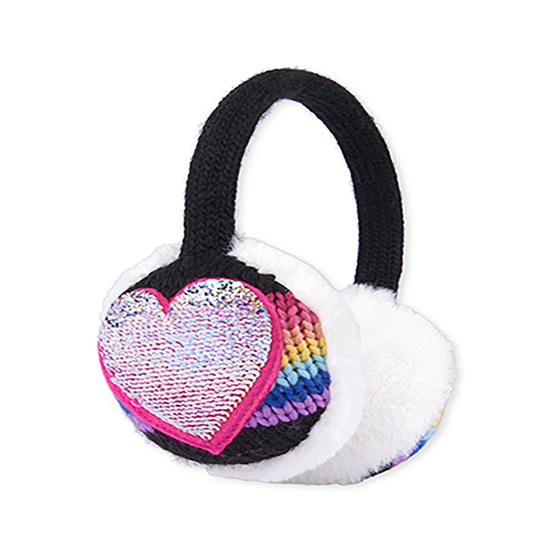 

Girls Flip Sequin Heart Ear Muffs - Black - The Children's Place