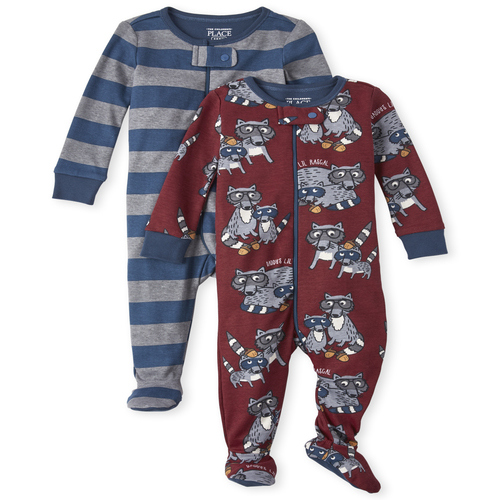 

s Baby And Toddler Boys Raccoon Snug Fit Cotton One Piece Pajamas 2-Pack - Red - The Children's Place