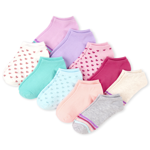 

s Glitter Heart Ankle Socks 10-Pack - Multi - The Children's Place