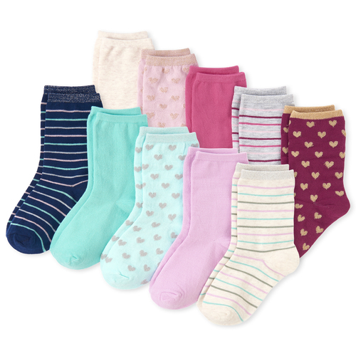 

s Glitter Heart Crew Socks 10-Pack - Multi - The Children's Place