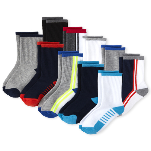 

Boys Boys Stripe Athletic Crew Socks 10-Pack - Multi - The Children's Place