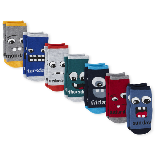 

s Toddler Boys Monster Days Of The Week Midi Socks 7-Pack - Blue - The Children's Place