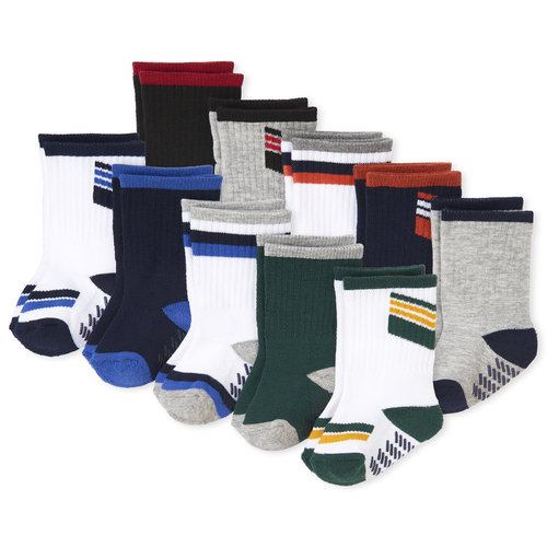 

s Toddler Boys Athletic Crew Socks 10-Pack - Multi - The Children's Place