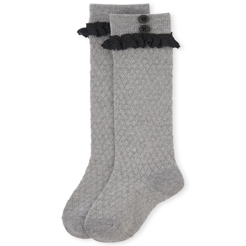 

Girls Ruffle Button Boot Socks - Gray - The Children's Place