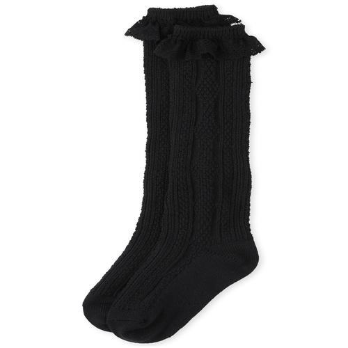 

Girls Lace Super Soft Boot Socks - Black - The Children's Place