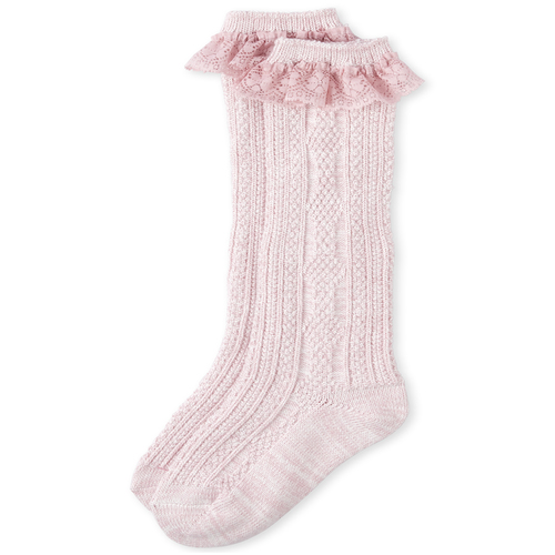 

Girls Lace Super Soft Boot Socks - Pink - The Children's Place