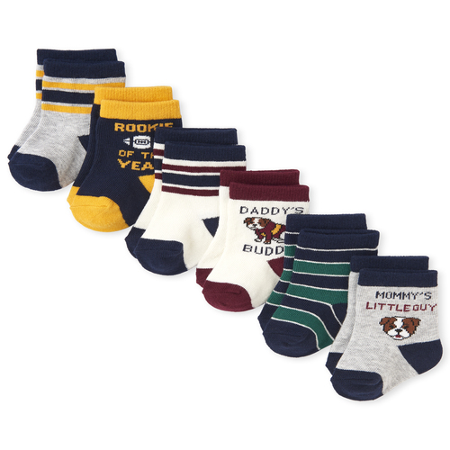 

Newborn Baby Boys Dog Varsity Crew Socks 6-Pack - Blue - The Children's Place