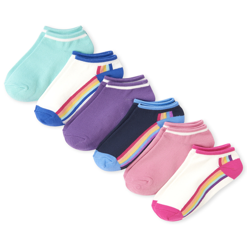 

s Rainbow Super Soft Ankle Socks 6-Pack - White - The Children's Place