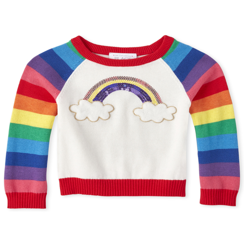 

s Baby And Toddler Happy Rainbow Sweater - White - The Children's Place