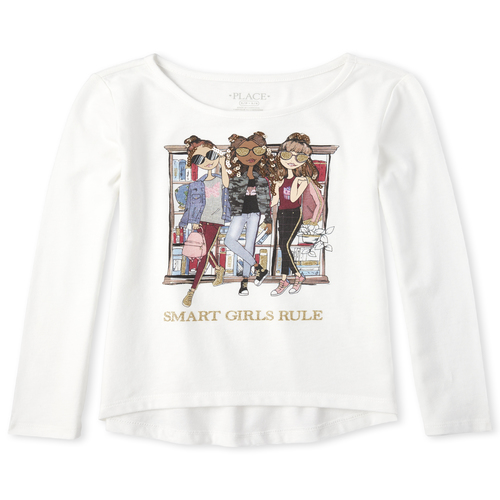 

Girls Embellished High Low Top - White - The Children's Place