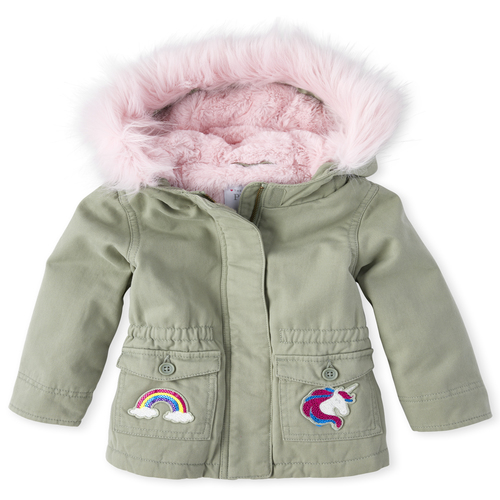 

s Toddler Rainbow Unicorn Parka Jacket - Green - The Children's Place