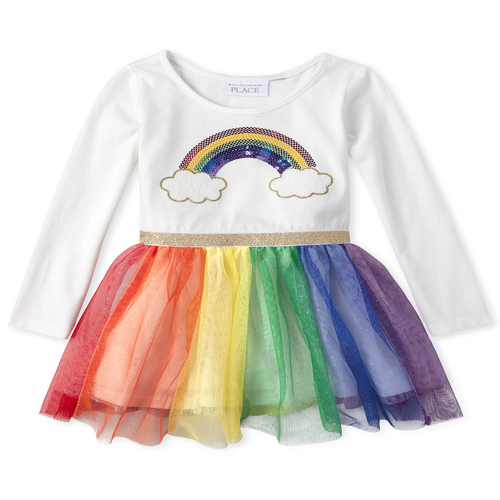 

s Baby And Toddler Happy Rainbow Tutu Dress - White - The Children's Place