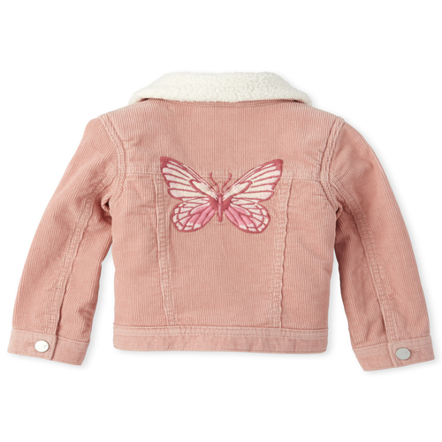 

s Toddler Butterfly Sherpa Lined Corduroy Jacket - Pink - The Children's Place