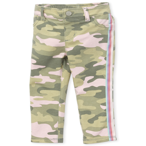 

Baby Girls Baby And Toddler Side Stripe Camo French Terry Pull On Jeggings - Green - The Children's Place
