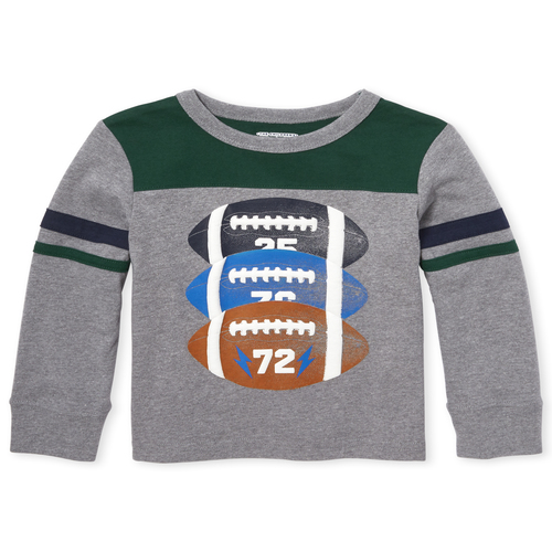 

s Baby And Toddler Boys Long Sleeve Graphic Football Top - Gray - The Children's Place