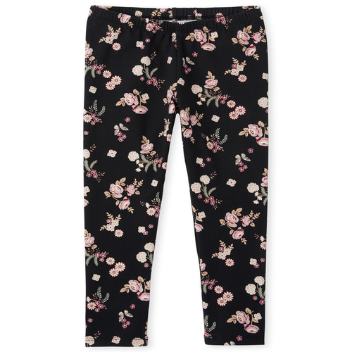 

Girls Floral Leggings - Black - The Children's Place