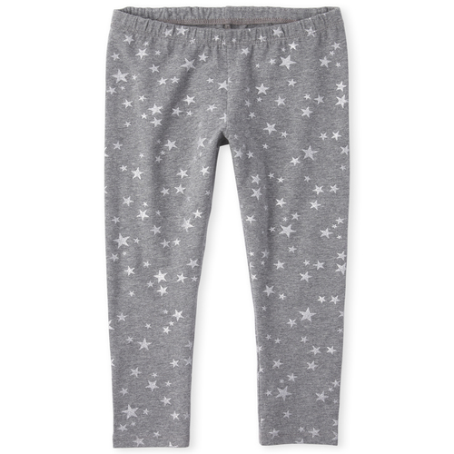 

Girls Glitter Star Leggings - Gray - The Children's Place