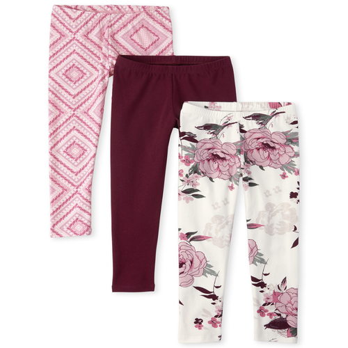 

Girls Floral Leggings 3-Pack - White - The Children's Place