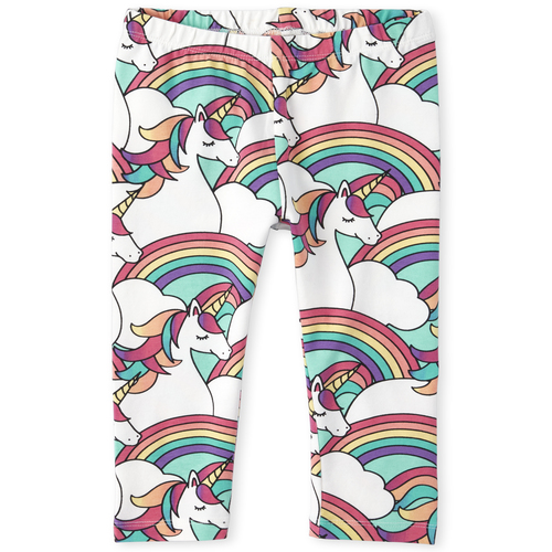 

Baby Girls Toddler Rainbow Unicorn Leggings - White - The Children's Place