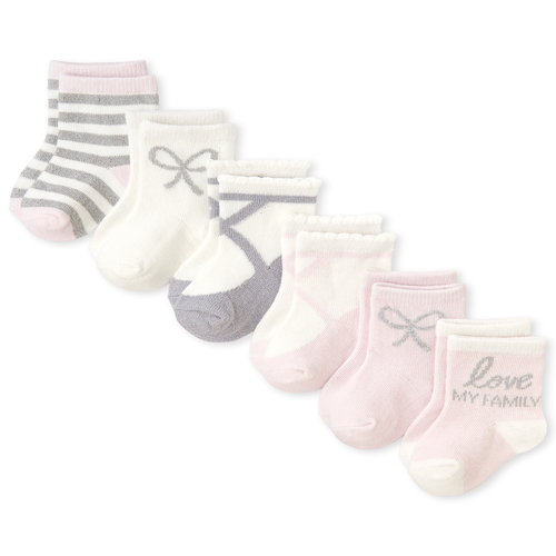 

s Baby Glitter Bow Crew Socks 6-Pack - Pink - The Children's Place