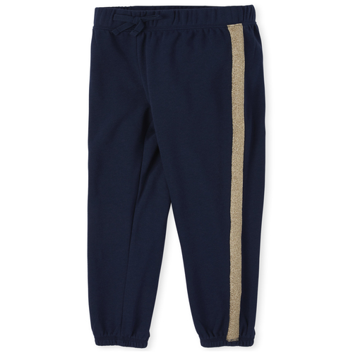 

Girls Active Glitter Side Stripe Fleece Pants - Blue - The Children's Place