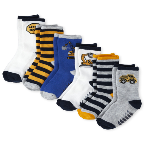 

s Toddler Boys Mr Fix It Crew Socks 6-Pack - Blue - The Children's Place