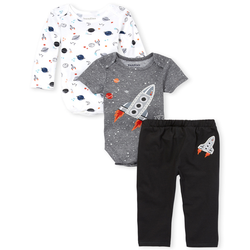 

Newborn Baby Boys Outer Space 3-Piece Playwear Set - Black - The Children's Place