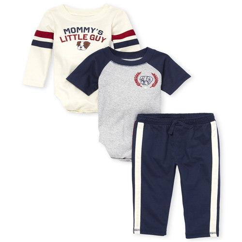 

Newborn Baby Boys Mommy's Little Guy 3-Piece Playwear Set - Blue - The Children's Place