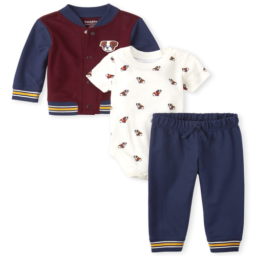 

Newborn Baby Boys Puppy 3-Piece Playwear Set - Blue - The Children's Place