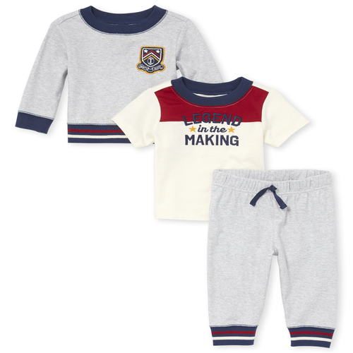 

Newborn Baby Boys Legend 3-Piece Playwear Set - Gray - The Children's Place
