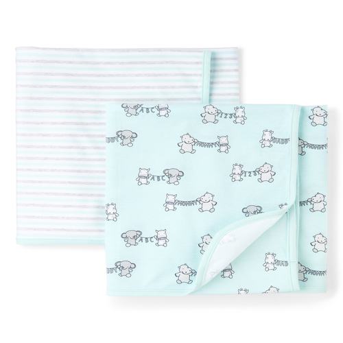 

Newborn Unisex Baby Flying Elephant Swaddle Blanket 2-Pack - Green - The Children's Place