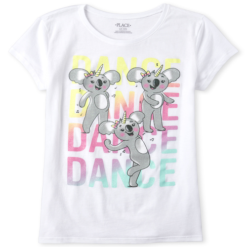 

s Glitter Koalacorn Graphic Tee - White T-Shirt - The Children's Place