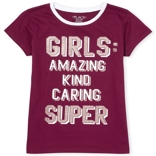 

s Glitter Graphic Tee - Pink T-Shirt - The Children's Place