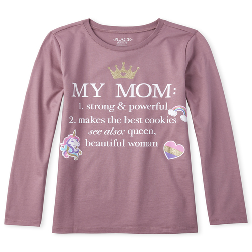 

s Glitter Mom Graphic Tee - Purple T-Shirt - The Children's Place