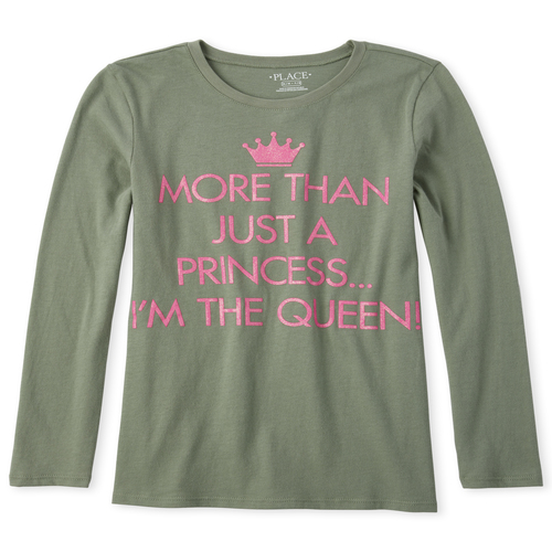 

s Glitter Queen Graphic Tee - Green T-Shirt - The Children's Place